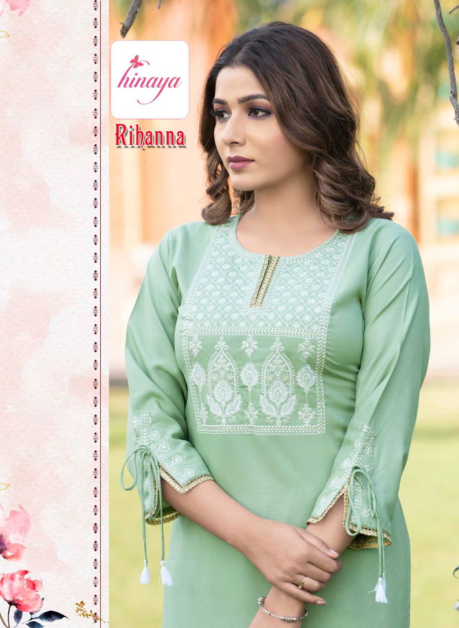 Hinaya Rihanna Fancy Ethnic Wear Wholesale Designer Kurti With Bottom Catalog